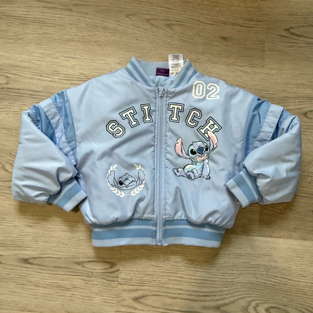 Disney Baby Blue Stitch Bomber Sweatshirt